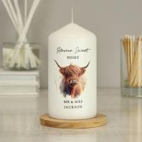 Personalised Highland Cow Pillar Candle Extra Image 3 Preview
